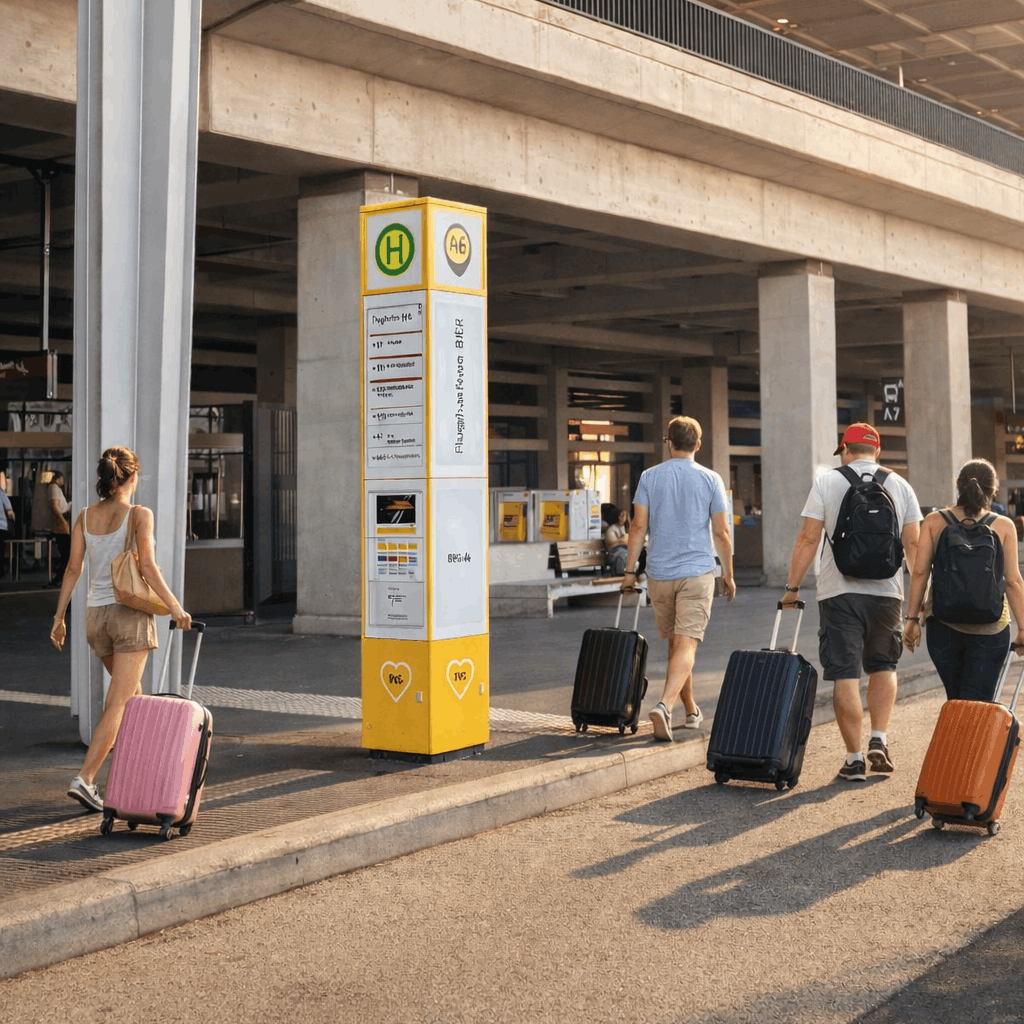 Beschilderung Ride App Pick-up Area am Flughafen München