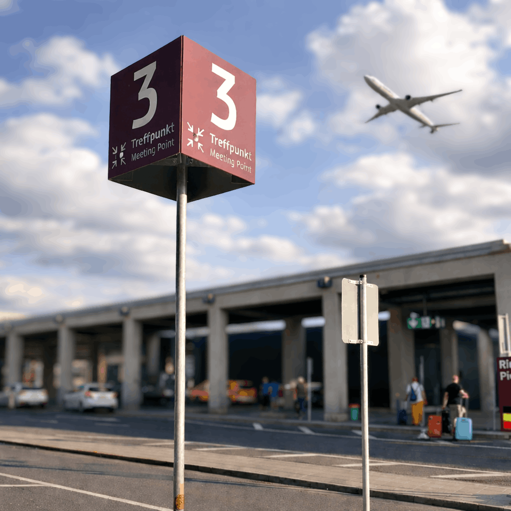München Airport Center (MAC) Schild am Flughafen München